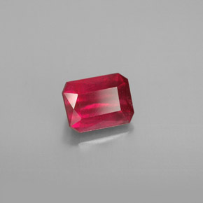 1.35캐럿 천연 핑크 레드 루비, 에메랄드 컷, 6.6×5 mm, SI