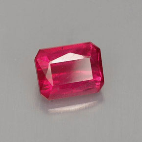 1.00캐럿 천연 핑크 레드 루비, 에메랄드 컷, 5.9×4.6 mm, VS-SI