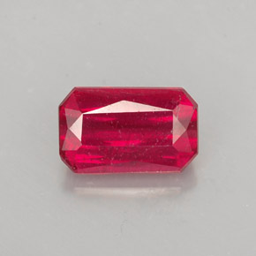 1.61캐럿 천연 핑크 레드 루비, 에메랄드 컷, 8×5 mm, SI