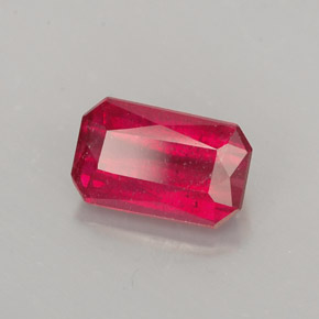 1.61캐럿 천연 핑크 레드 루비, 에메랄드 컷, 8×5 mm, SI
