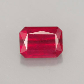 1.82캐럿 천연 레드 루비, 에메랄드 컷, 7.5×5.5 mm, SI