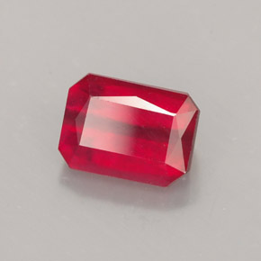 1.82캐럿 천연 레드 루비, 에메랄드 컷, 7.5×5.5 mm, SI