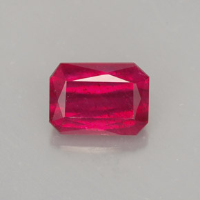 1.68캐럿 천연 레드 루비, 에메랄드 컷, 7.3×5.4 mm, SI
