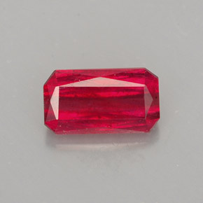 1.54캐럿 천연 레드 루비, 에메랄드 컷, 8.4×4.7 mm, SI
