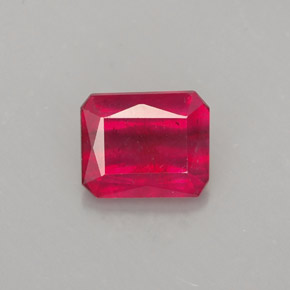 1.29캐럿 천연 레드 루비, 에메랄드 컷, 6.5×5.4 mm, SI
