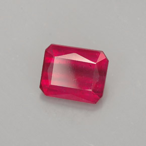 1.29캐럿 천연 레드 루비, 에메랄드 컷, 6.5×5.4 mm, SI