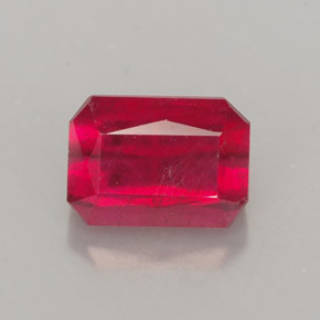 1.54캐럿 천연 레드 루비, 에메랄드 컷, 6.8×4.9 mm, SI