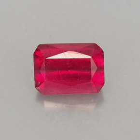 0.96캐럿 천연 레드 루비, 에메랄드 컷, 6.1×4.4 mm, SI