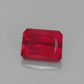 1.58캐럿 천연 레드 루비, 에메랄드 컷, 7×5.3 mm, SI