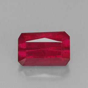 1.24캐럿 천연 레드 루비, 에메랄드 컷, 6.8×4.5 mm, SI