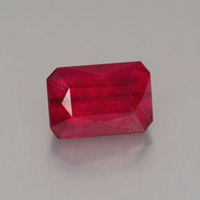 1.26캐럿 천연 핑크 레드 루비, 에메랄드 컷, 6.6×4.5 mm, SI