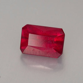 1.26캐럿 천연 핑크 레드 루비, 에메랄드 컷, 6.6×4.5 mm, SI