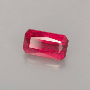 1.14캐럿 천연 핑크 레드 루비, 에메랄드 컷, 7.3×4.2 mm, SI