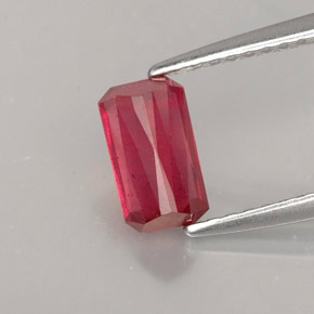 1.14캐럿 천연 핑크 레드 루비, 에메랄드 컷, 7.3×4.2 mm, SI