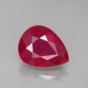 3.46캐럿 천연 레드 루비, 배 모양, 10.3×8.1 mm, SI