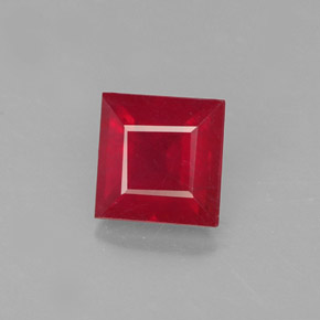 1.45캐럿 천연 레드 루비, 스퀘어, 6.2×6 mm, SI