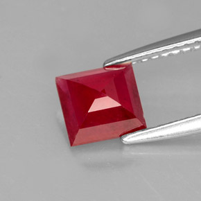1.45캐럿 천연 레드 루비, 스퀘어, 6.2×6 mm, SI