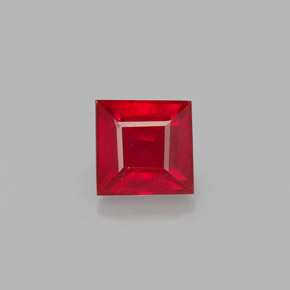 0.87캐럿 천연 레드 루비, 스퀘어, 4.9×4.9 mm, VS-SI