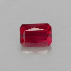 1.29캐럿 천연 레드 루비, 에메랄드 컷, 6.5×4.7 mm, VS-SI