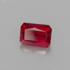 1.29캐럿 천연 레드 루비, 에메랄드 컷, 6.5×4.7 mm, VS-SI