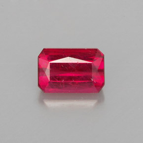 1.24캐럿 천연 레드 루비, 에메랄드 컷, 6.8×4.6 mm, VS-SI