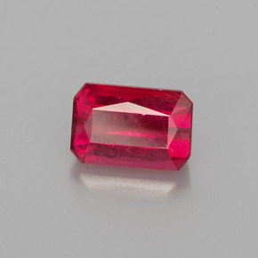 1.24캐럿 천연 레드 루비, 에메랄드 컷, 6.8×4.6 mm, VS-SI