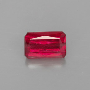 1.25캐럿 천연 레드 루비, 에메랄드 컷, 6.8×4.5 mm, VS-SI