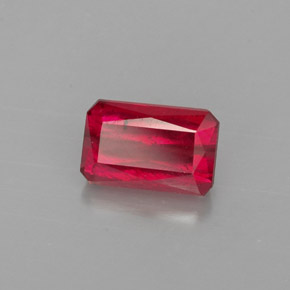1.25캐럿 천연 레드 루비, 에메랄드 컷, 6.8×4.5 mm, VS-SI