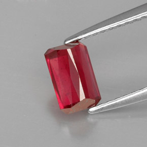 1.25캐럿 천연 레드 루비, 에메랄드 컷, 6.8×4.5 mm, VS-SI