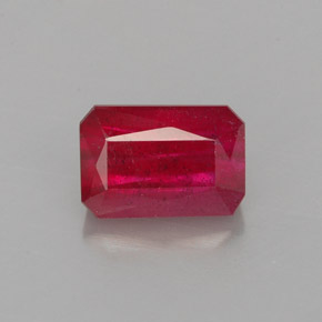 1.80캐럿 천연 레드 루비, 에메랄드 컷, 7.4×5.1 mm, SI