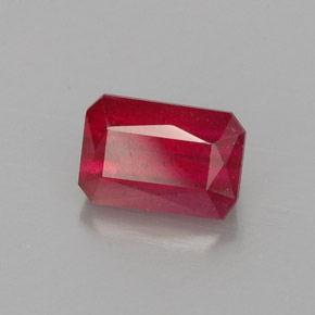1.80캐럿 천연 레드 루비, 에메랄드 컷, 7.4×5.1 mm, SI