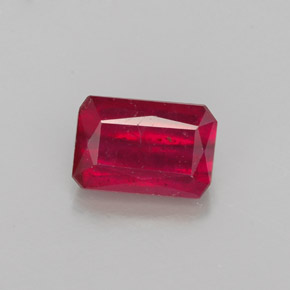 1.29캐럿 천연 레드 루비, 에메랄드 컷, 7×4.7 mm, SI