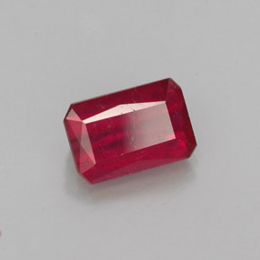 1.29캐럿 천연 레드 루비, 에메랄드 컷, 7×4.7 mm, SI