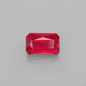 1.11캐럿 천연 레드 루비, 에메랄드 컷, 6.7×4.4 mm, SI