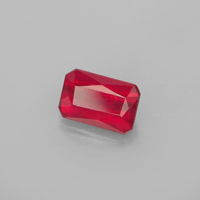 1.11캐럿 천연 레드 루비, 에메랄드 컷, 6.7×4.4 mm, SI