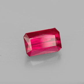 1.39캐럿 천연 레드 루비, 에메랄드 컷, 7×4.5 mm, SI