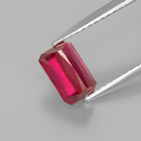 1.39캐럿 천연 레드 루비, 에메랄드 컷, 7×4.5 mm, SI
