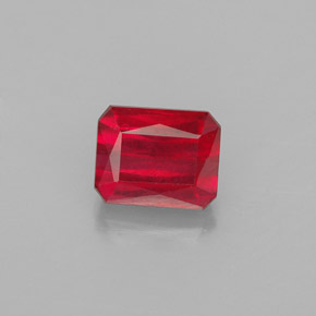 1.54캐럿 천연 레드 루비, 에메랄드 컷, 6.5×5.2 mm, VS-SI
