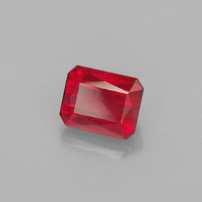 1.54캐럿 천연 레드 루비, 에메랄드 컷, 6.5×5.2 mm, VS-SI