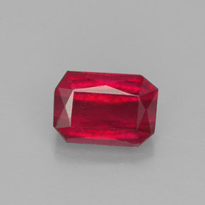 1.67캐럿 천연 레드 루비, 에메랄드 컷, 7.5×5.2 mm, SI