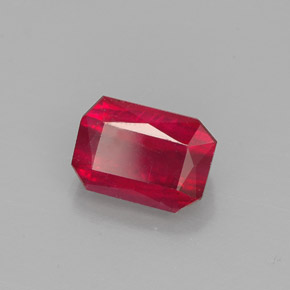 1.67캐럿 천연 레드 루비, 에메랄드 컷, 7.5×5.2 mm, SI