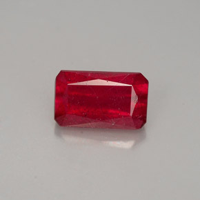 1.39캐럿 천연 레드 루비, 에메랄드 컷, 7.4×4.5 mm, VS-SI
