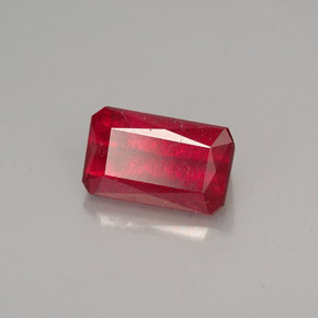 1.39캐럿 천연 레드 루비, 에메랄드 컷, 7.4×4.5 mm, VS-SI