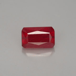 1.31캐럿 천연 레드 루비, 에메랄드 컷, 6.9×4.4 mm, VS-SI
