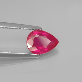 1.63캐럿 천연 핑크 레드 루비, 배 모양, 8.2×6.3 mm, VS-SI