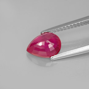 1.63캐럿 천연 핑크 레드 루비, 배 모양, 8.2×6.3 mm, VS-SI
