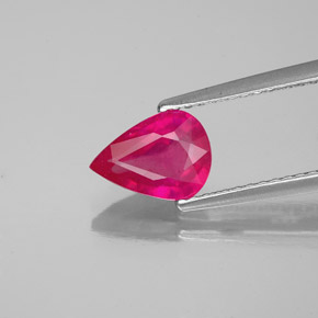 1.55캐럿 천연 핑크 레드 루비, 배 모양, 8.3×6.1 mm, VS-SI