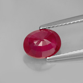 1.86캐럿 천연 핑크 레드 루비, 타원형 컷, 8.1×6.2 mm, SI