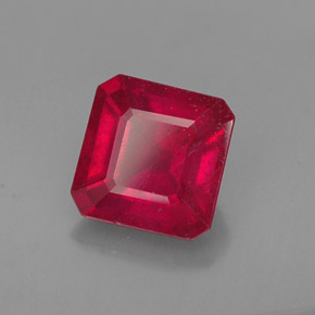 1.65캐럿 천연 레드 루비, 에메랄드 컷, 6.6×6.5 mm, VS-SI