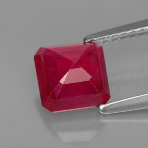 1.65캐럿 천연 레드 루비, 에메랄드 컷, 6.6×6.5 mm, VS-SI